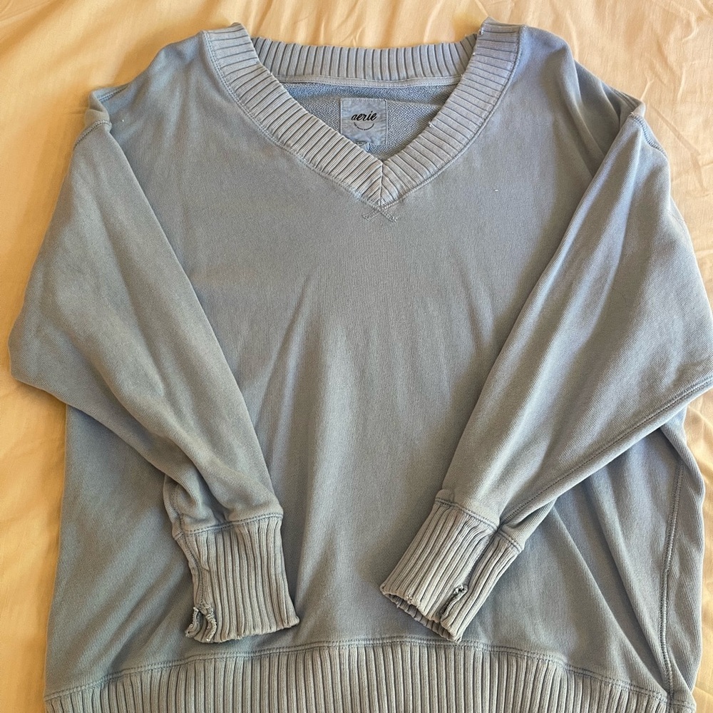 Aerie Light Blue V-Neck Sweater